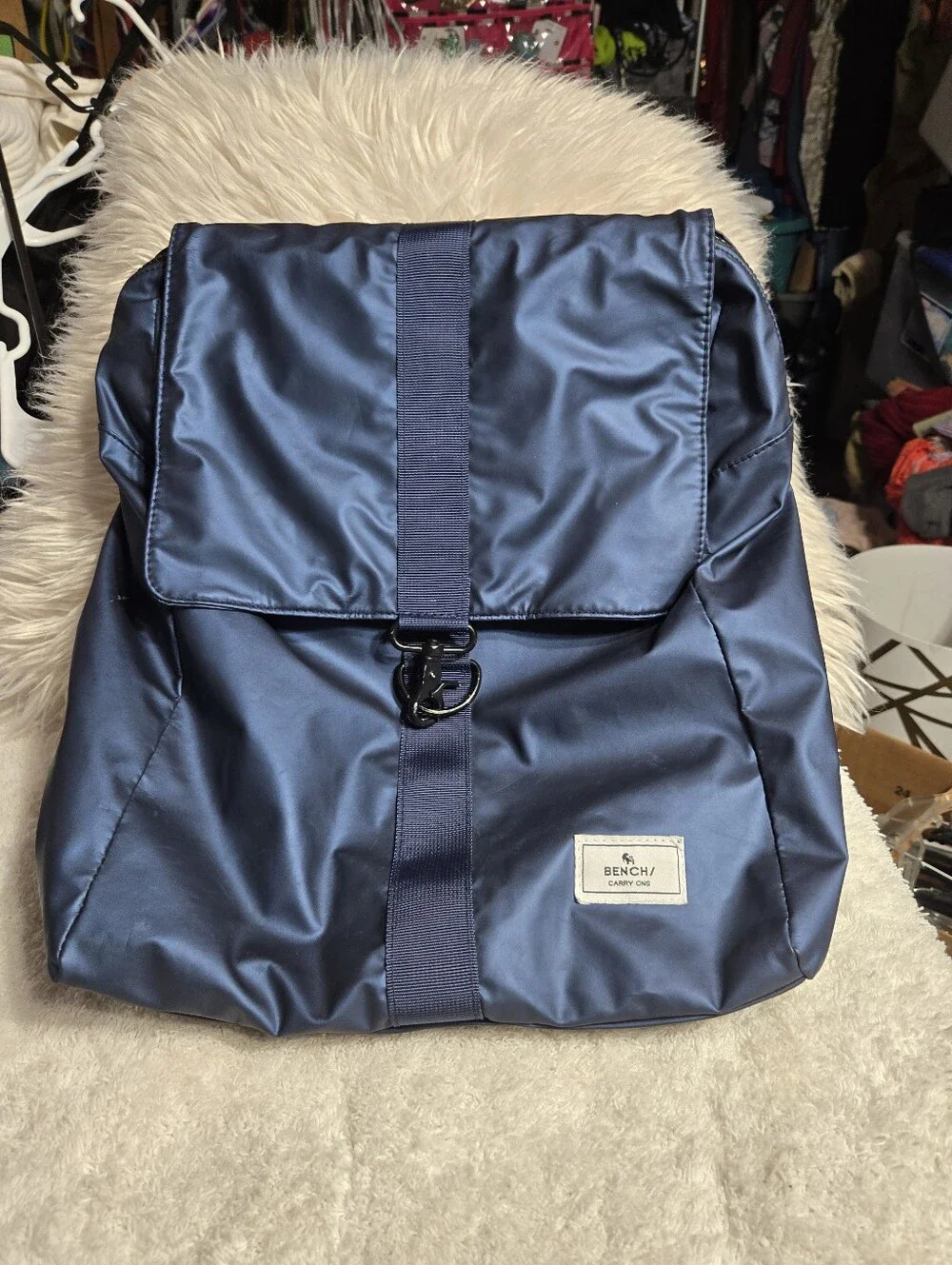 Blue Retro Backpack Bench Carry Ons Blue